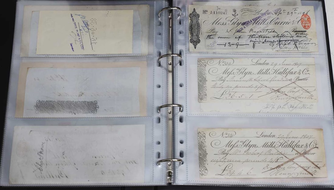 An extensive collection of cheques, - 16