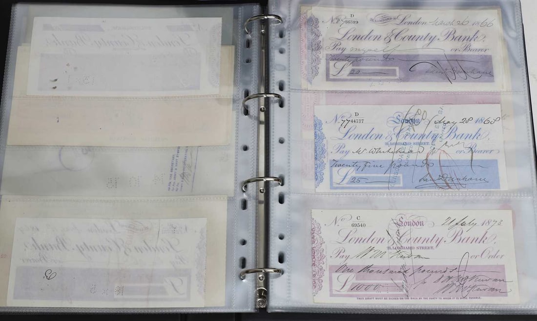 An extensive collection of cheques, - 19