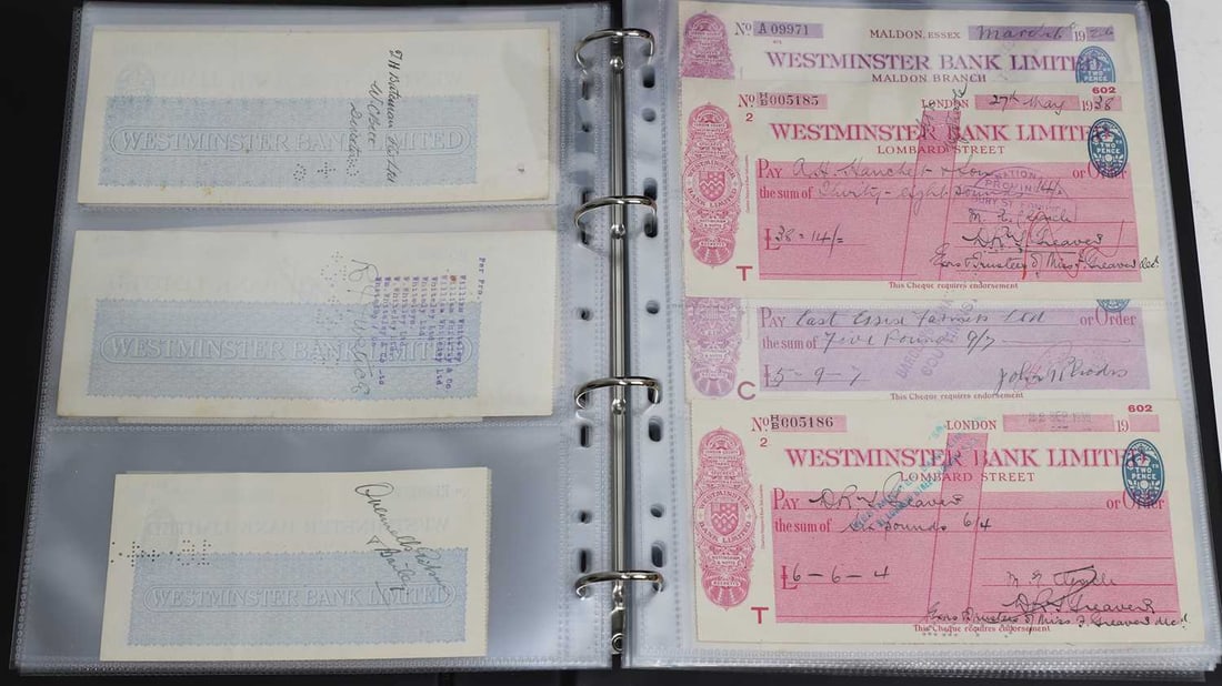 An extensive collection of cheques, - 20