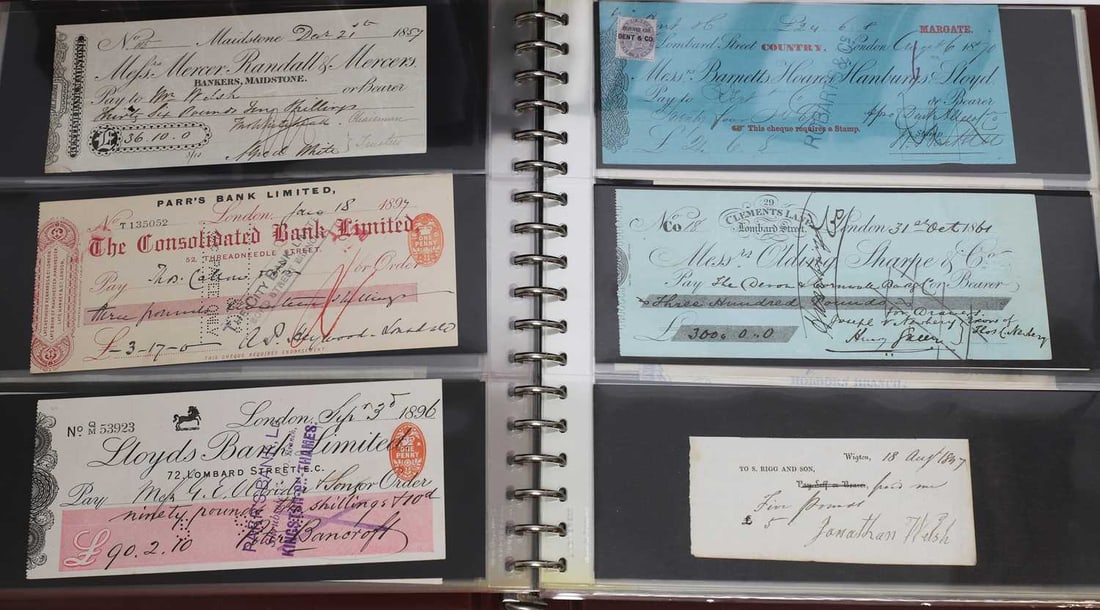 An extensive collection of cheques, - 5
