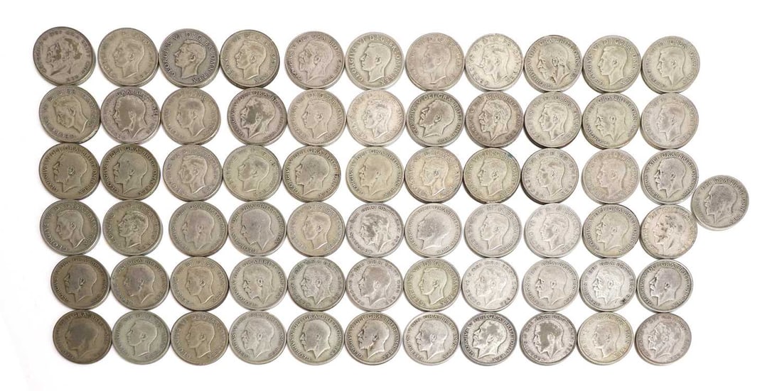 Coins, Great Britain,: Coins, Great Britain, a selection of 1920-1946 silver Halfcrowns, approx. 30 ozt