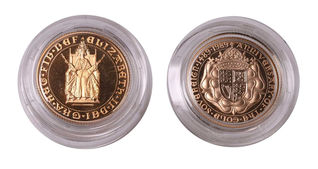 Coins, Great Britain, Elizabeth II (1952-2022),: Coins, Great Britain, Elizabeth II (1952-2022), Proof Sovereign, 1989, as struck, in capsule with certificate and case of issue