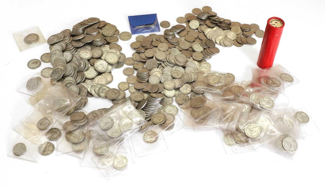 Coins, Great Britain,: Coins, Great Britain, a selection of predominately 1920-1946 Florins, Shillings and Sixpences, approx. 80ozt