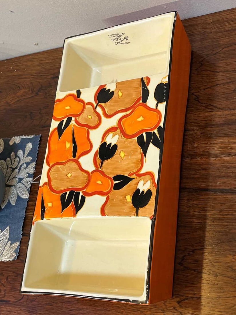 Clarice Cliff (British, 1899-1972), a rare 'Orange Chintz' double-sided bowl, - 14