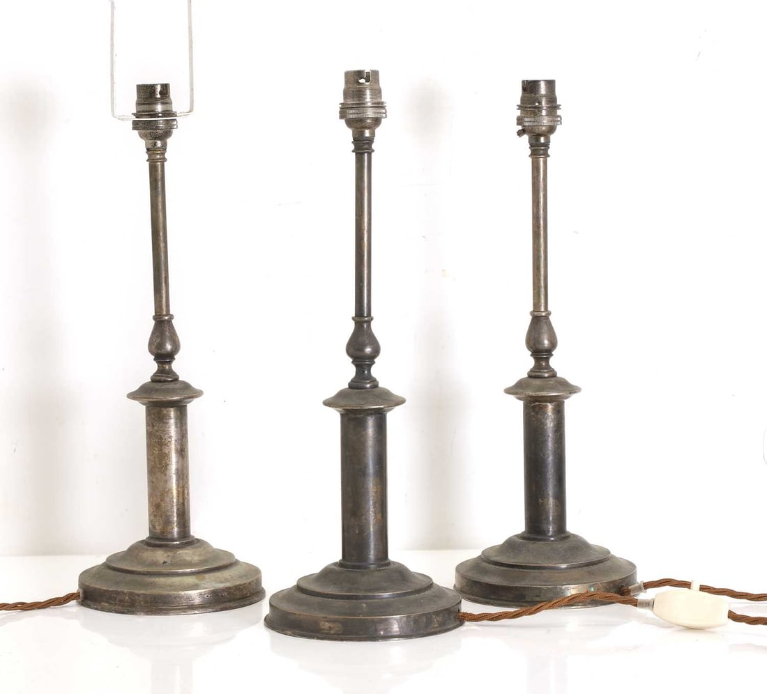 A set of three brass table lamps, of recent manufacture, (1 of 1)