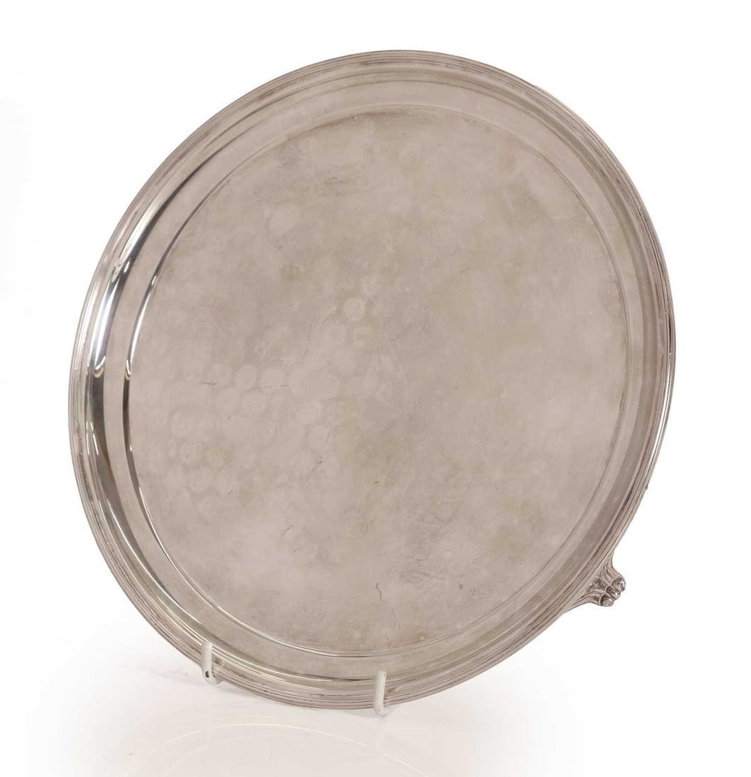 A silver salver, - 2