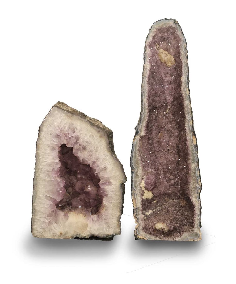 A group of two large amethyst pillars: A group of two large amethyst pillars probably Brazillian tallest 80cm high 2