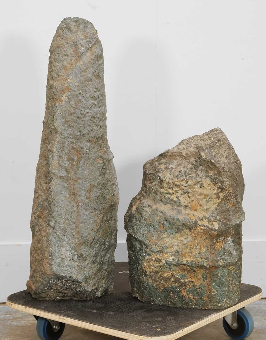 A group of two large amethyst pillars - 2