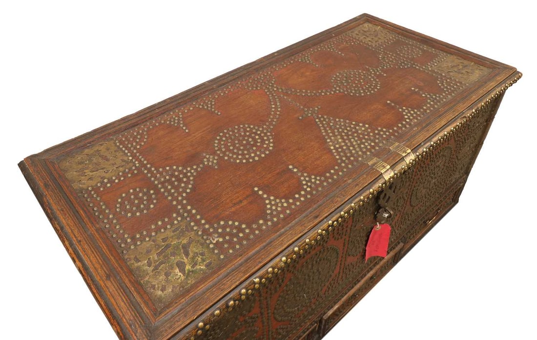 A hardwood and brass-mounted Zanzibar chest, 19th century, - 2