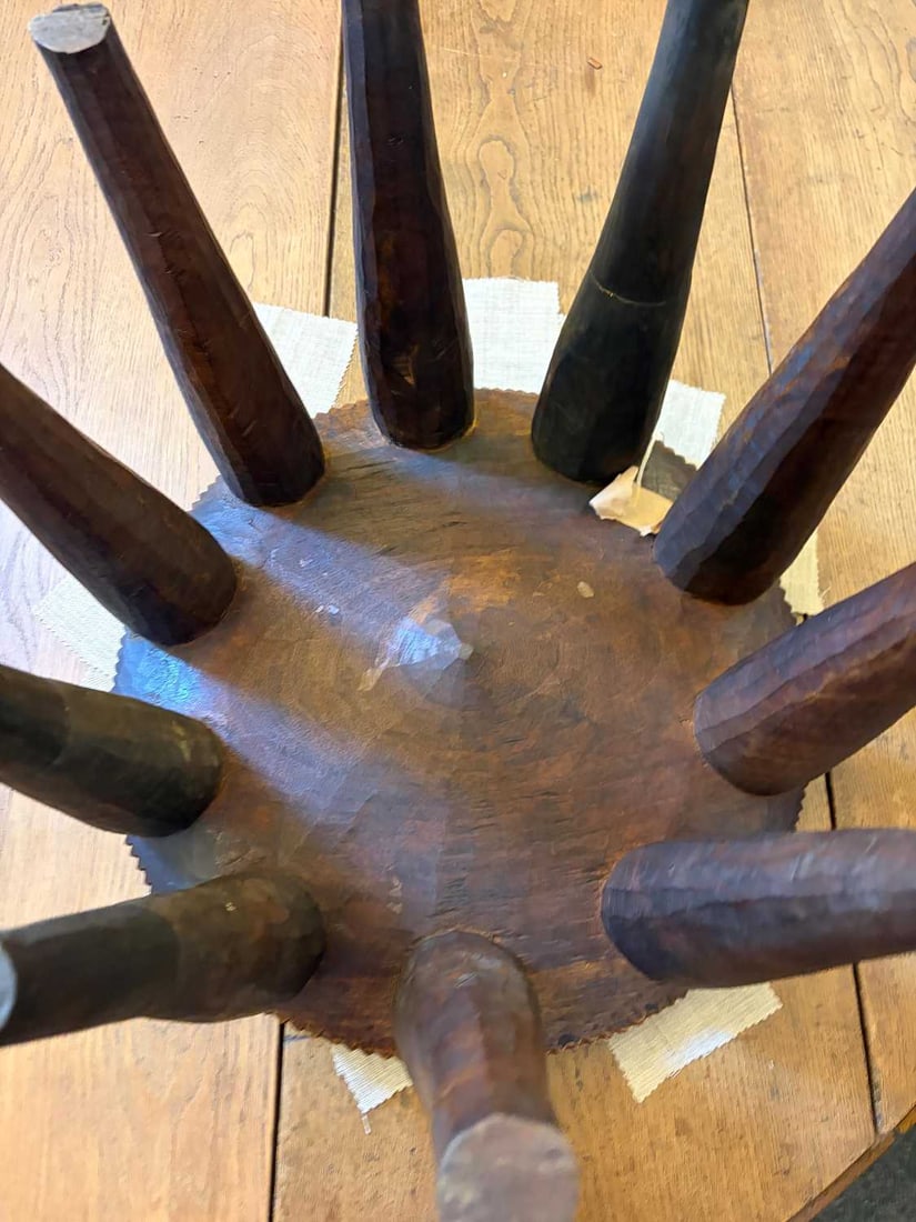 A carved hardwood Nupe stool, 20th century, Nigeria, - 5