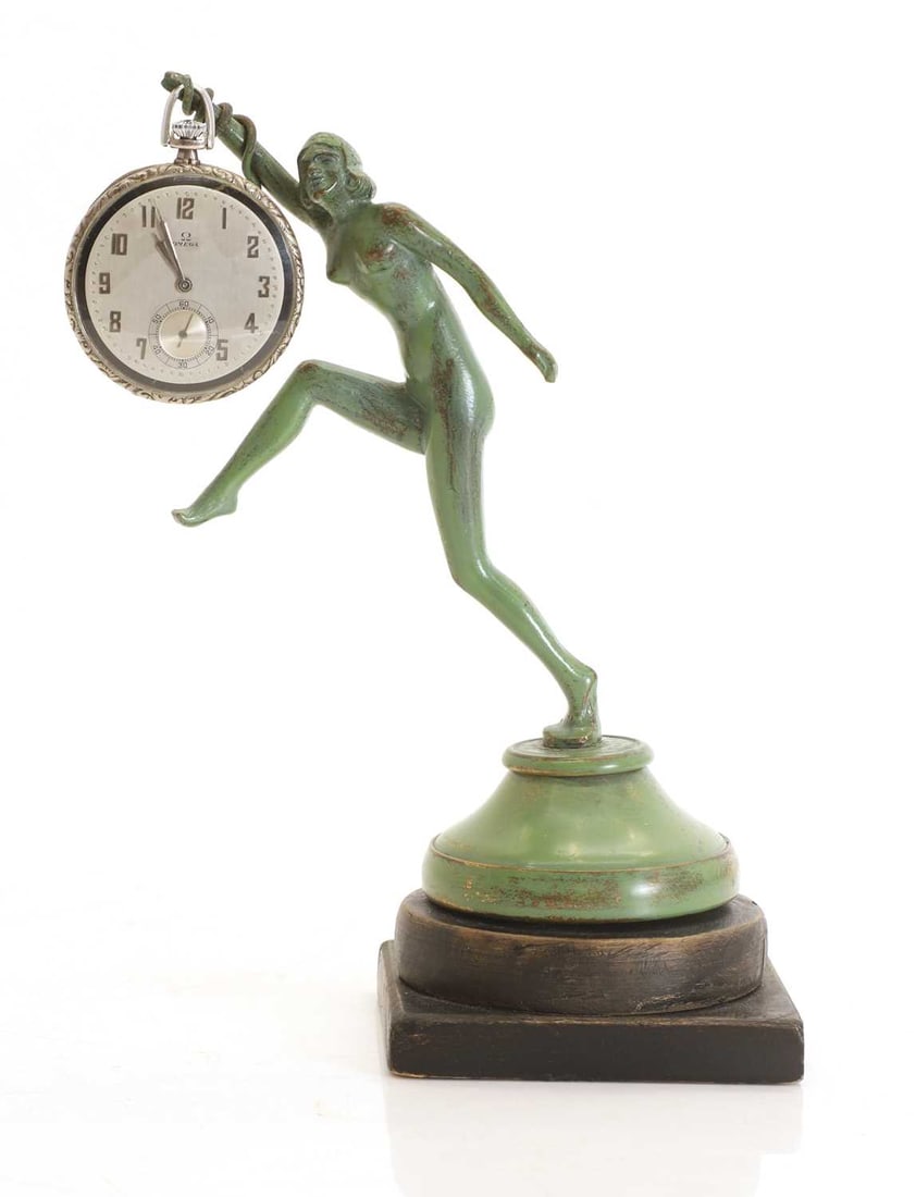 An Art Deco silver Omega pocket watch, c.1930s: An Art Deco silver Omega pocket watch, c.1930s the silvered dial with Arabic numerals and subsidiary seconds dial, signed Omega, the 17-jewel manual-wind movement signed Omega Watch Co. Geneva, number