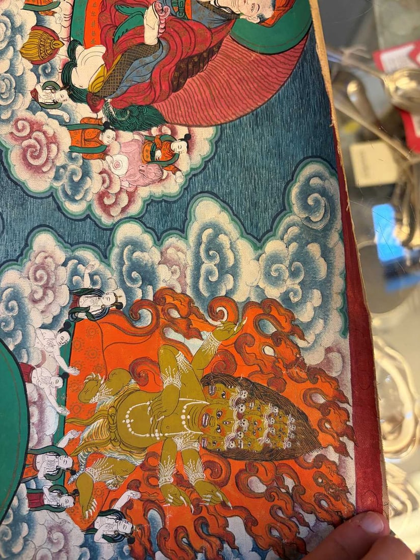 A Tibetan thangka, 20th century, - 7