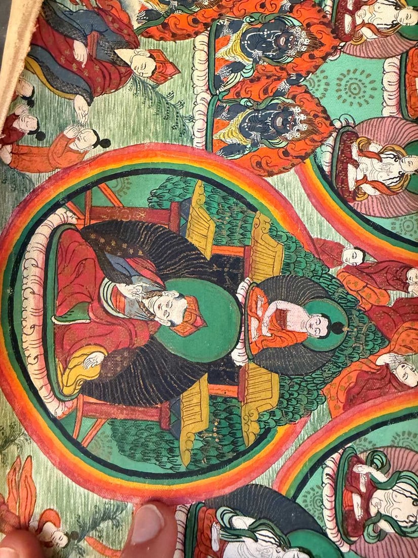 A Tibetan thangka, 20th century, - 8