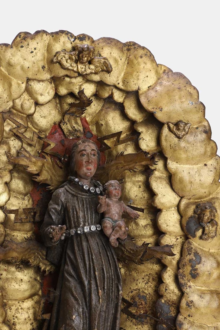 A polychrome figure of the Madonna and Child, 18th century and later, Continental, - 3