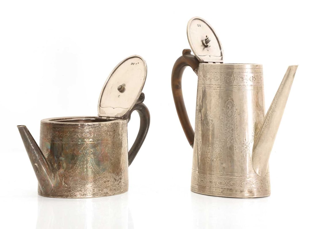 A part tea and coffee silver service, - 2