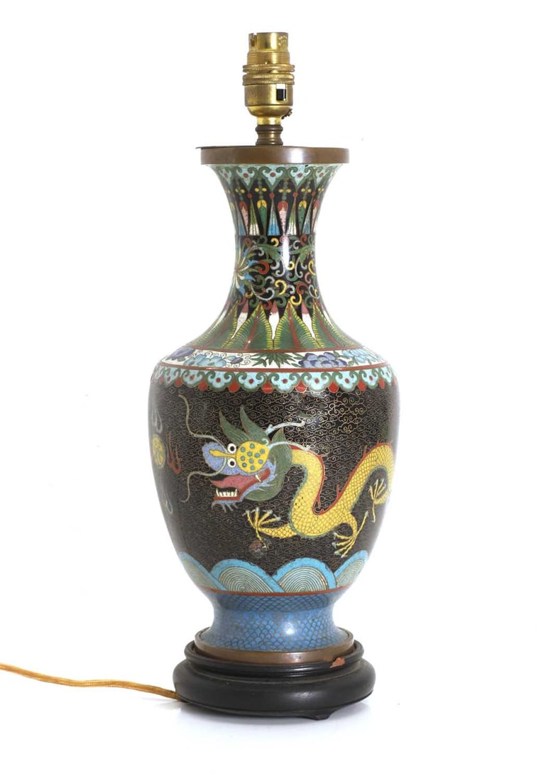 A group of three brass lamps, - 3