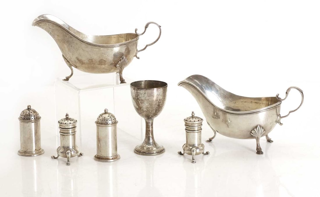 A pair of silver sauceboats, - 2