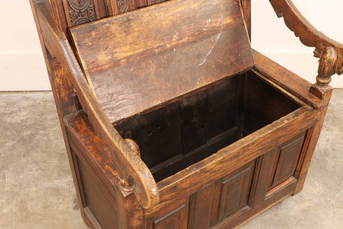 An oak monks bench, - 2