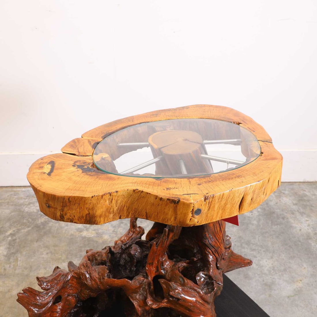 Lisa Culley (Contemporary) A large glass top root table, - 2