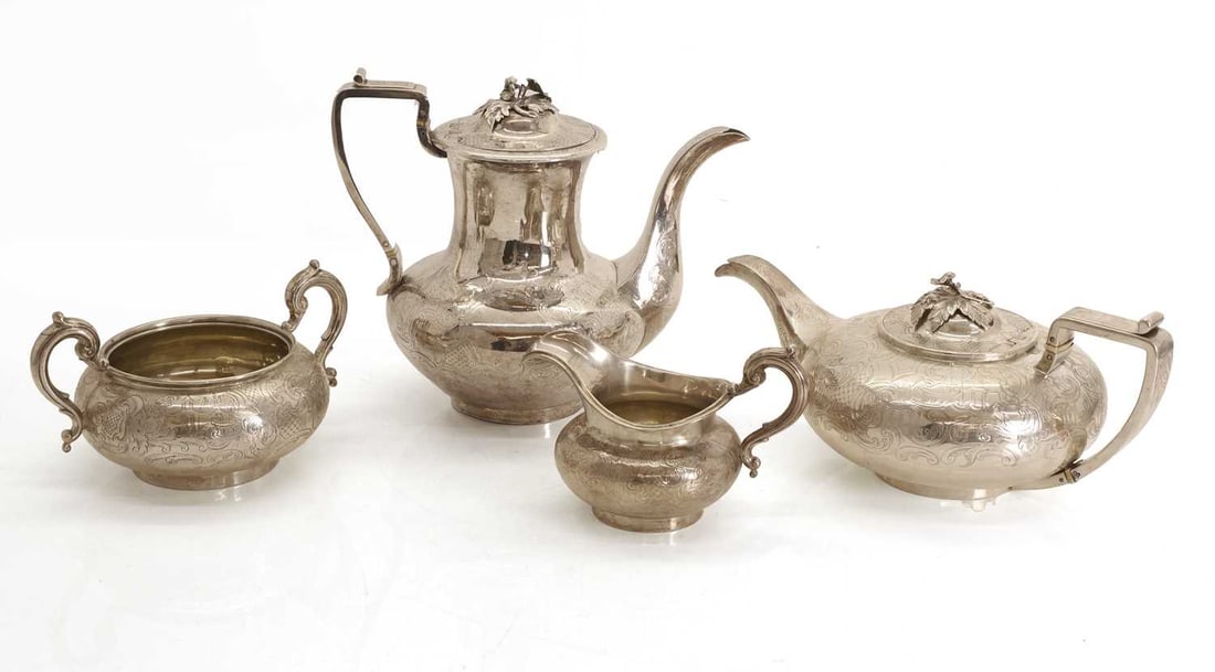 A silver four piece coffee and tea service, (1 of 2)