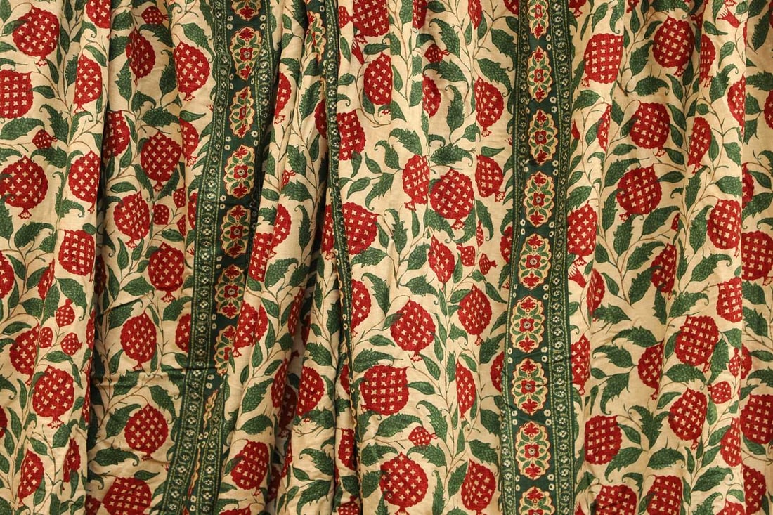 A pair of 'Srinagar' pattern printed curtains, of recent manufacture, - 2