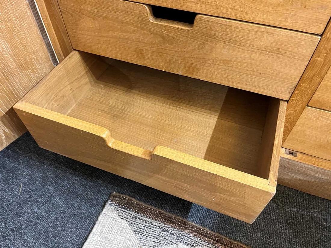 Jacques Adnet (French, 1900-1984), a pair of limed oak cabinets, - 18