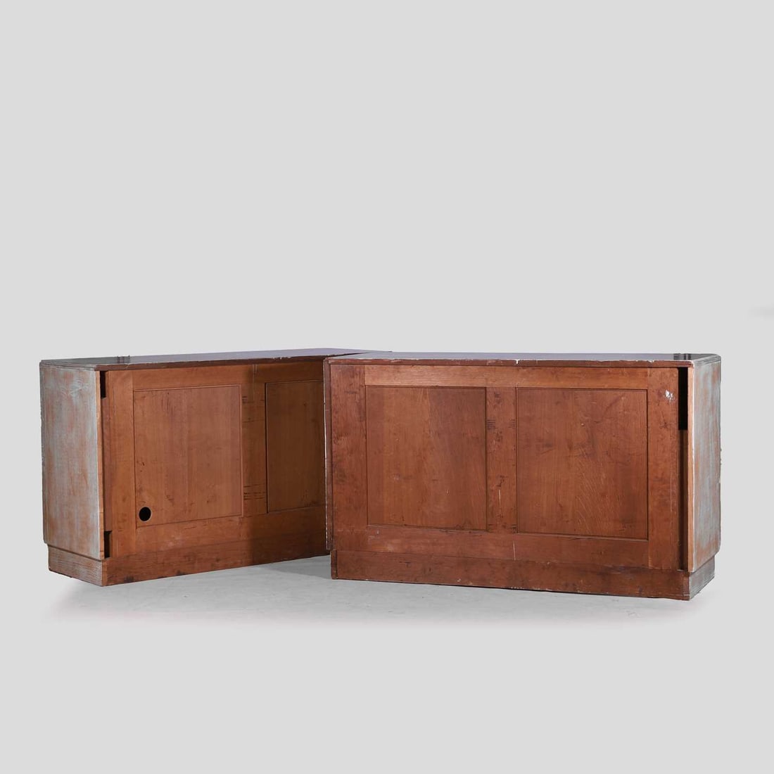 Jacques Adnet (French, 1900-1984), a pair of limed oak cabinets, - 7