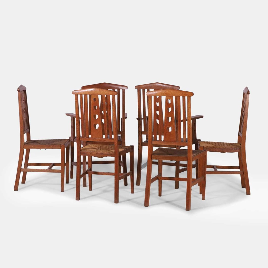 Arts and Crafts, a set of six chairs, - 2