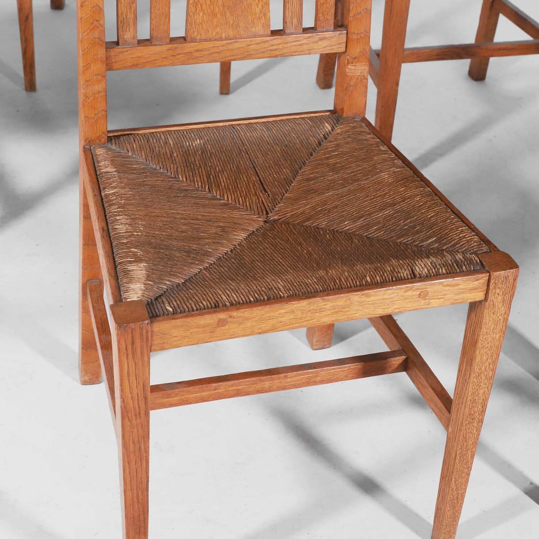 Arts and Crafts, a set of six chairs, - 3