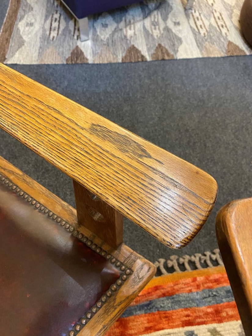 Arts and Crafts, a set of six chairs, - 5