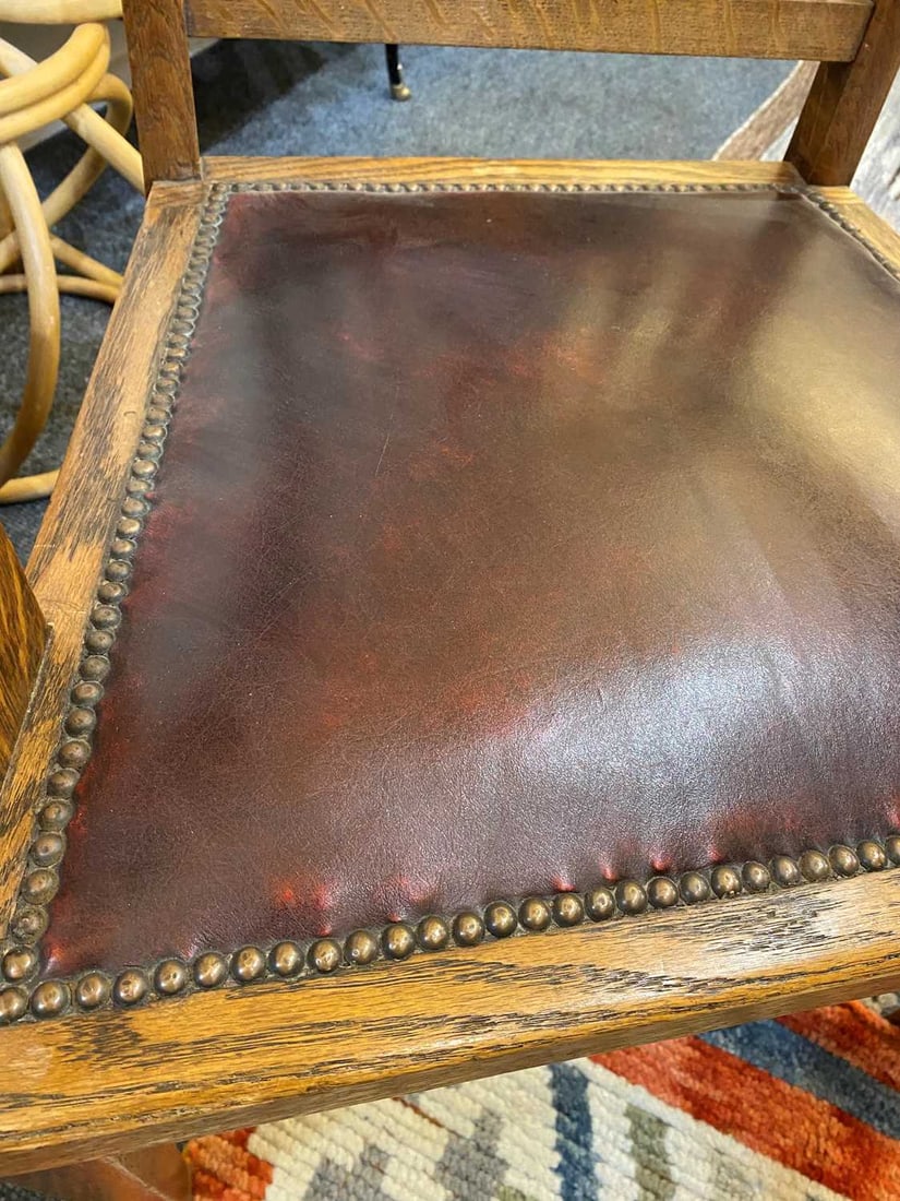 Arts and Crafts, a set of six chairs, - 8