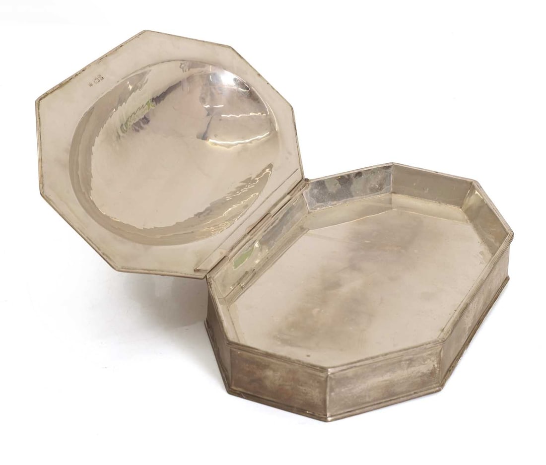 A heated silver serving dish, - 2