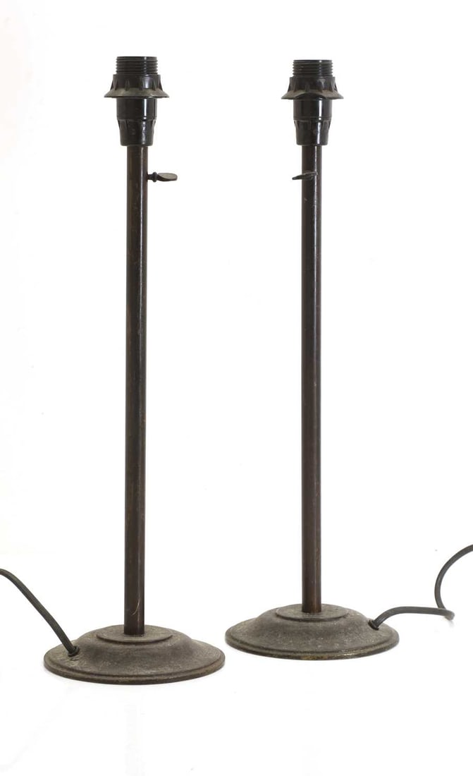 A pair of patinated brass table lamps, (1 of 1)