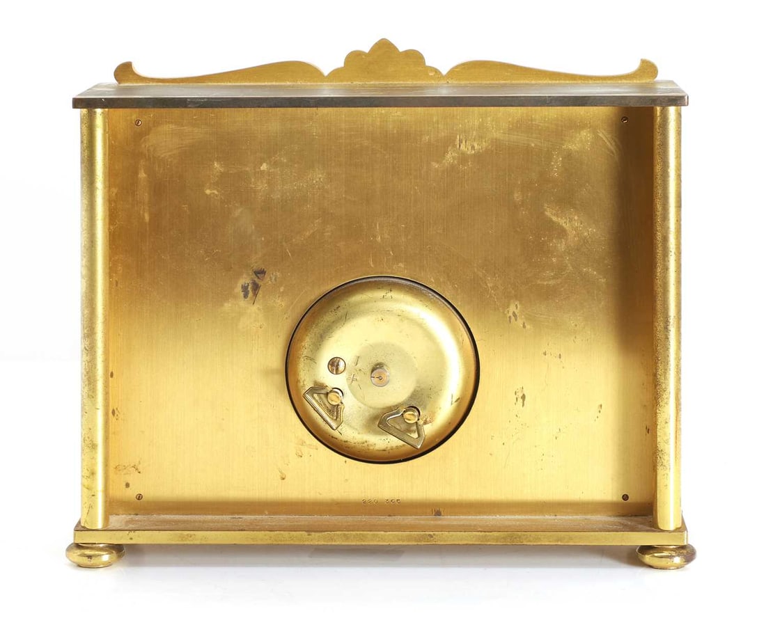 An Imhof enamel and gilt metal table clock, mid 20th century, - 3