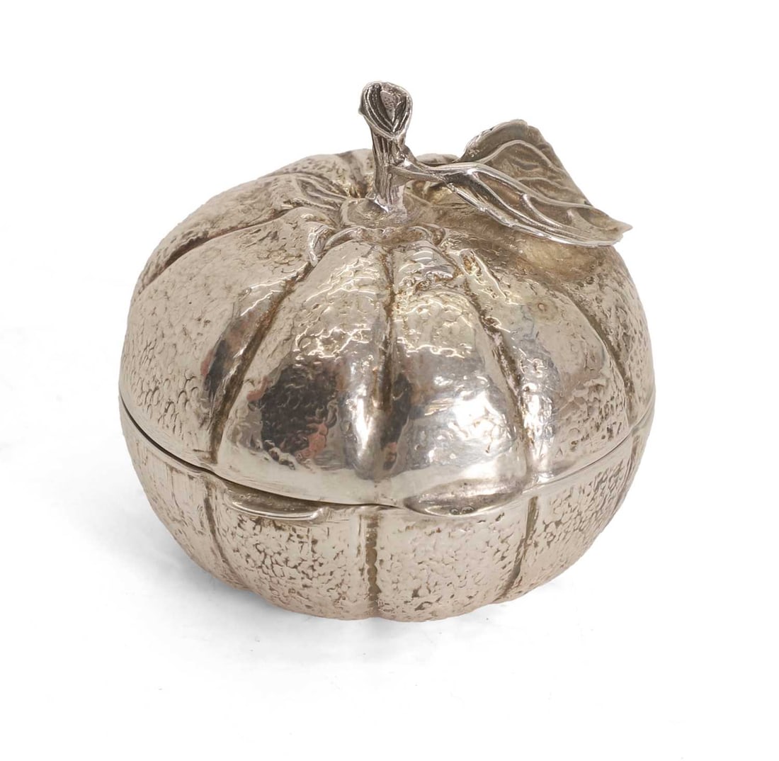 A silver pumpkin pill pot, late 19th century, (1 of 2)