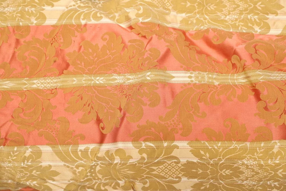 Two pairs of shortened silk damask curtains, 20th century, (1 of 2)