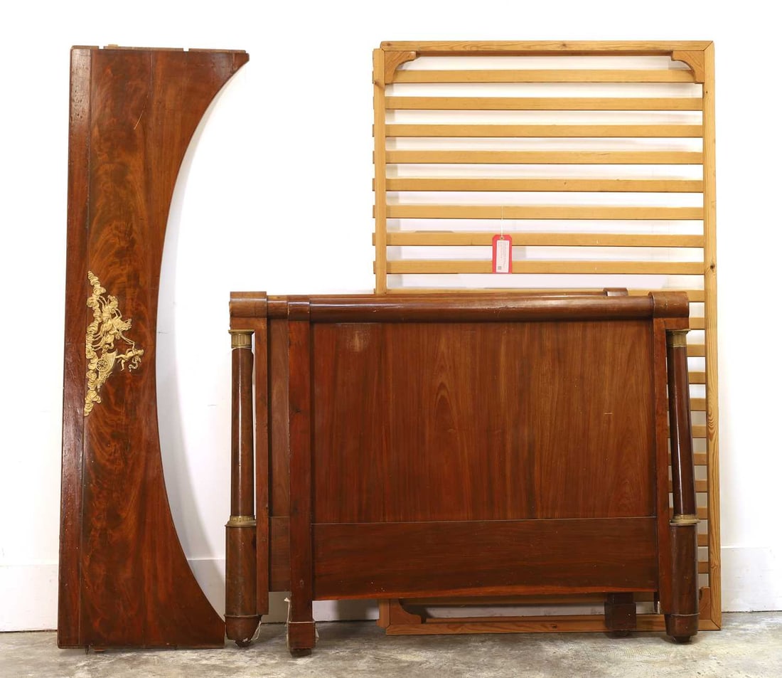 A mahogany sleigh bed, Continental, 19th century, (1 of 2)