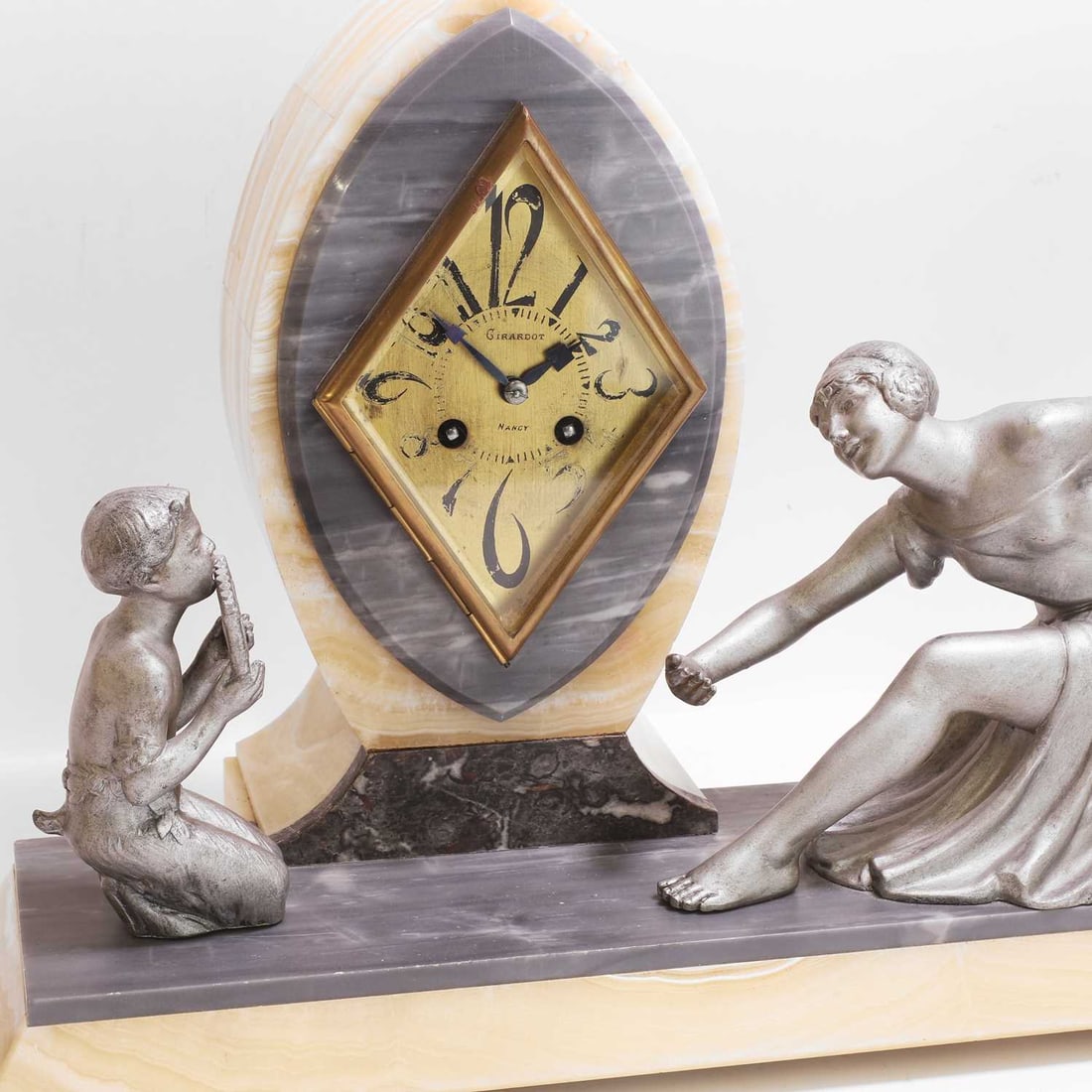 Art Deco clock garniture, a marble clock garniture, - 2