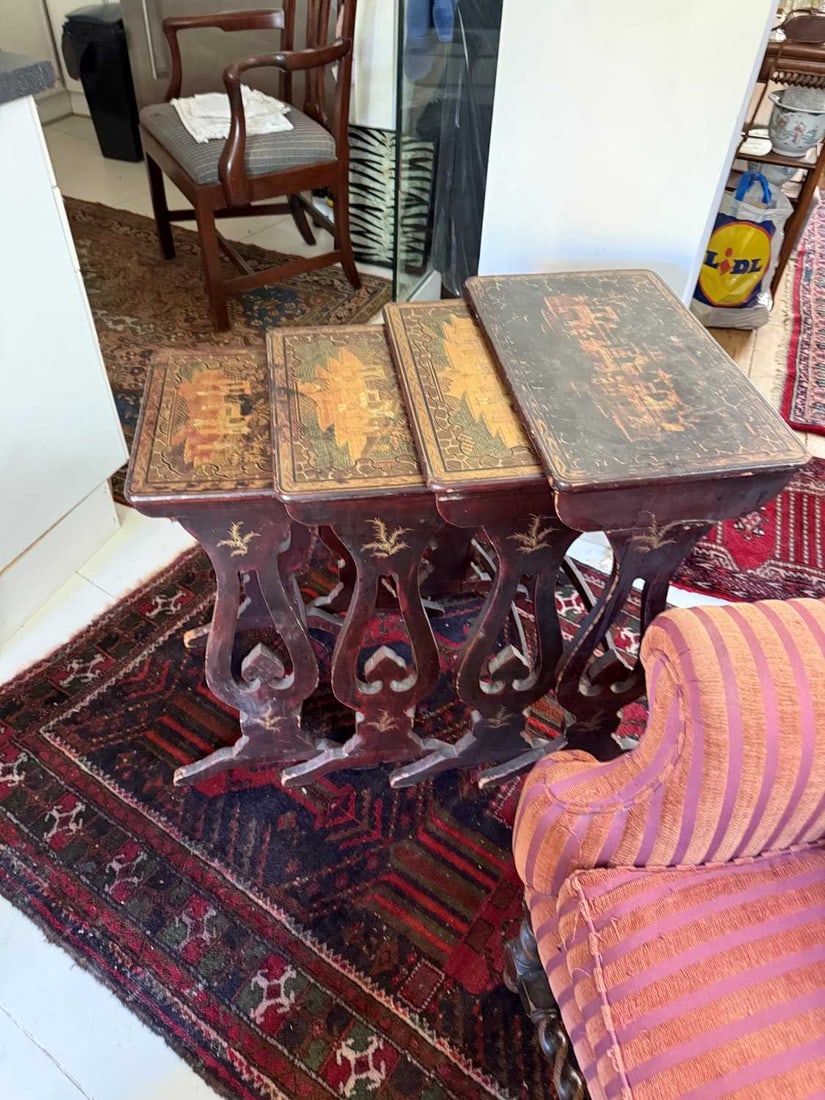 A quartetto of four lacquered tables, late 19th century, - 3