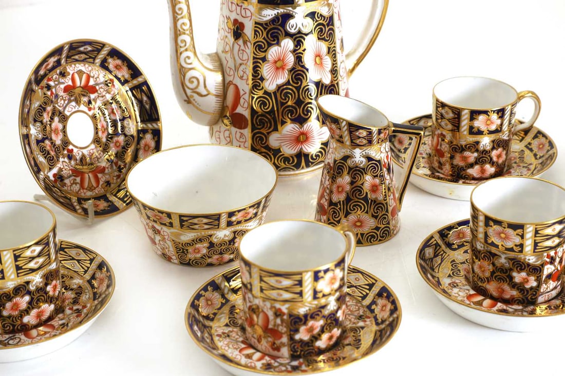 A Royal Crown Derby porcelain coffee service, 20th century, - 2