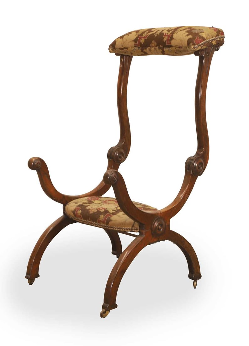 A rosewood X-frame metamorphic prie-dieu armchair mid 19th century, - 2