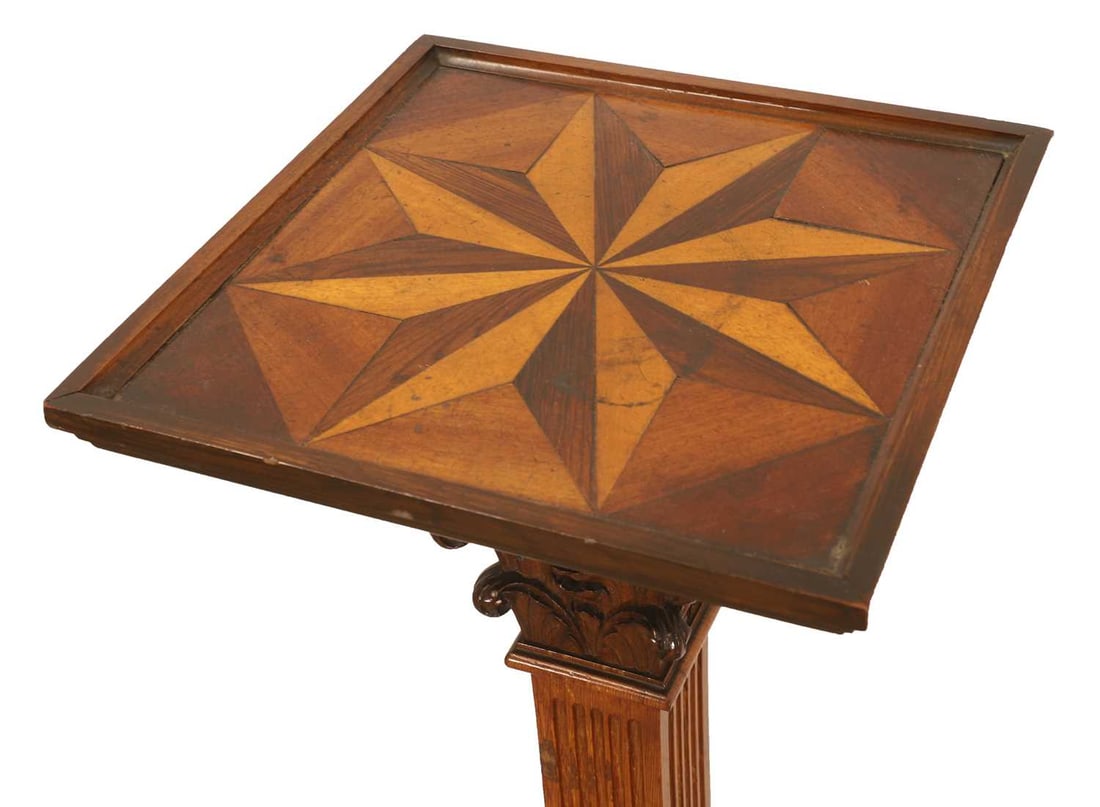 A fruitwood and oak column torchere, late 19th century, - 2