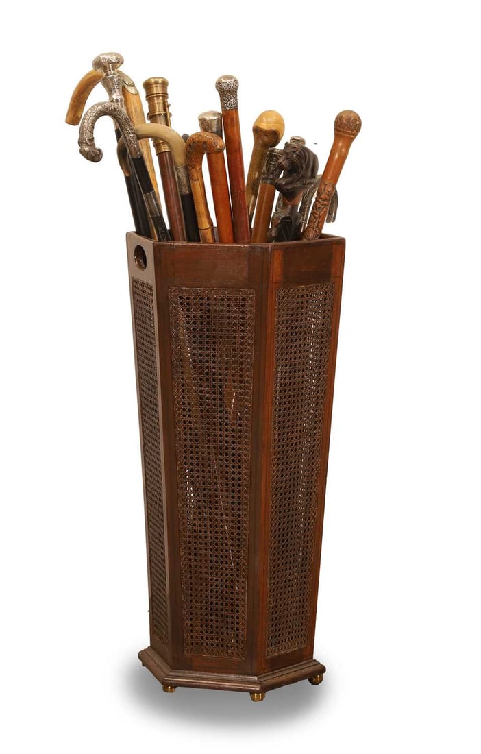 A wicker umbrella stand, 19th century and later, (1 of 2)