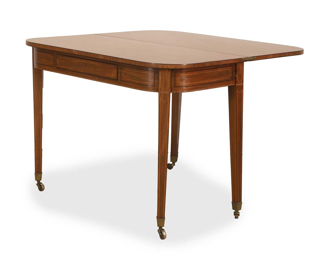 A Regency mahogany fold over tea table, - 2