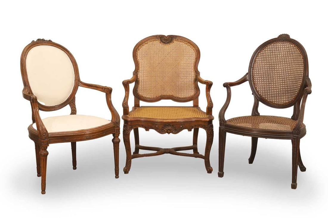 A collection of three salon chairs, 19th century, (1 of 2)