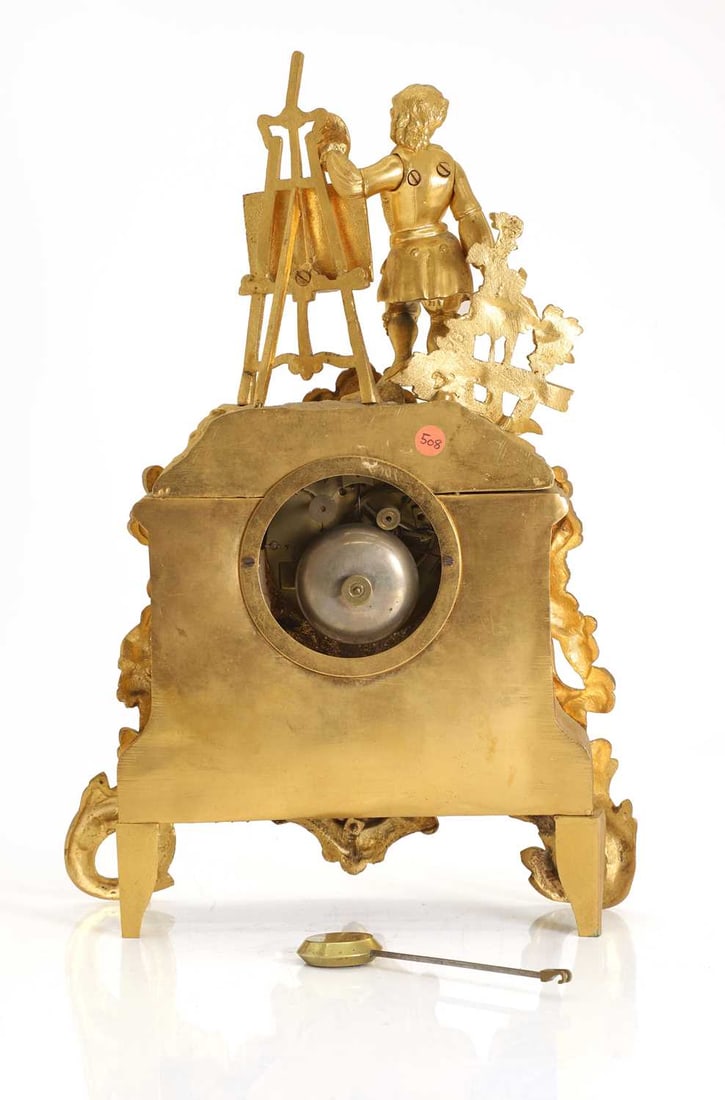 L Cartier, Paris, ormolu and alabaster mounted mantel clock, 19th century, - 2