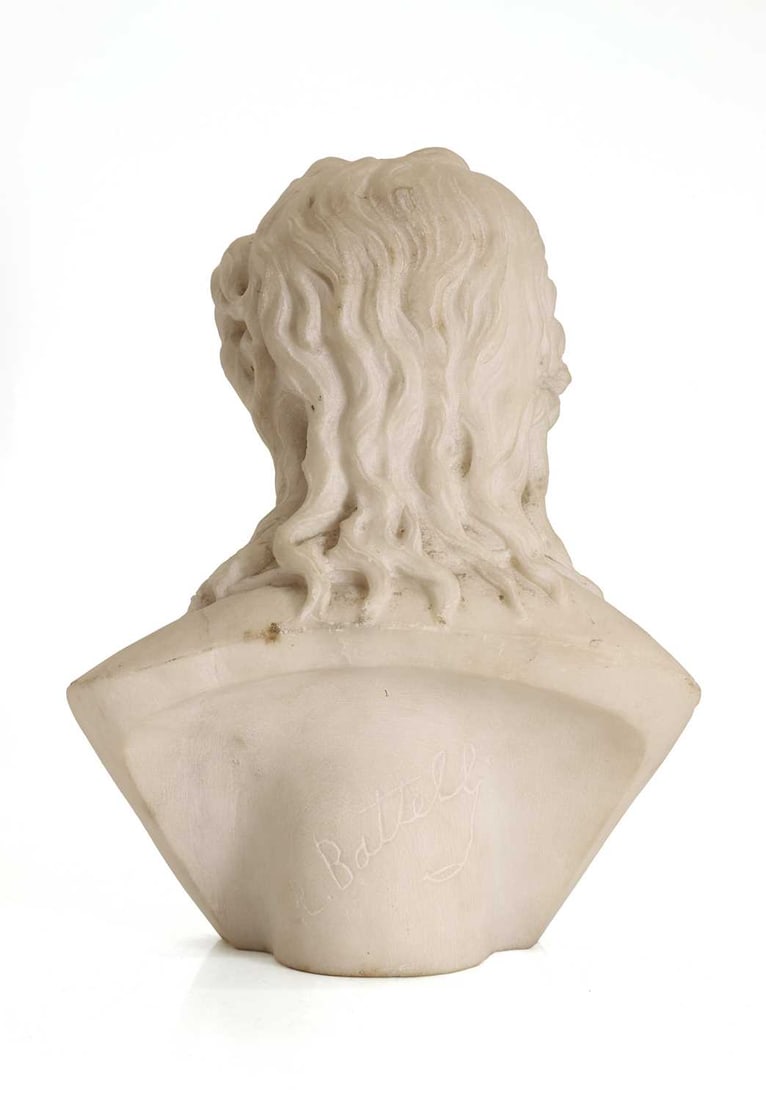 A carved marble bust of a gentleman, 19th century, - 2