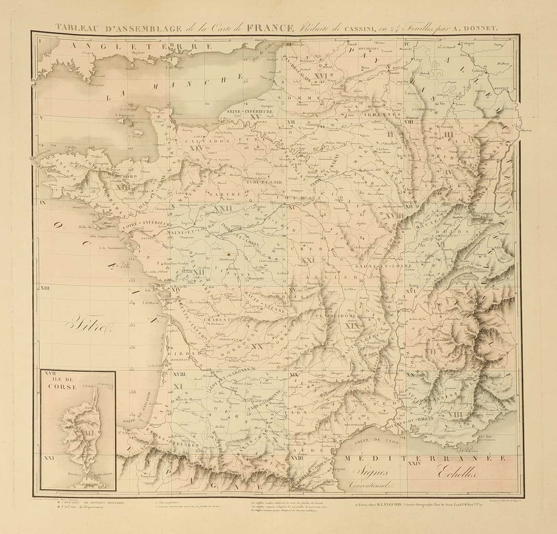 Donnet, Alexis: Carte Topographique, Minéralogique et Statistique de la France. - 5