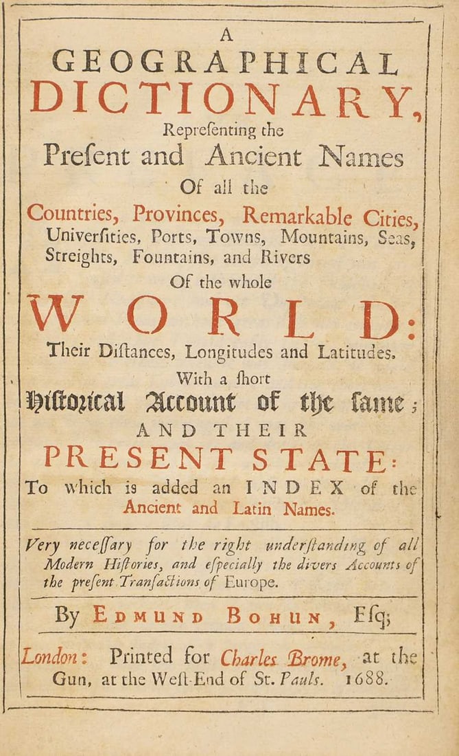 Edmund Bohun: A Geographical Dictionary - 2