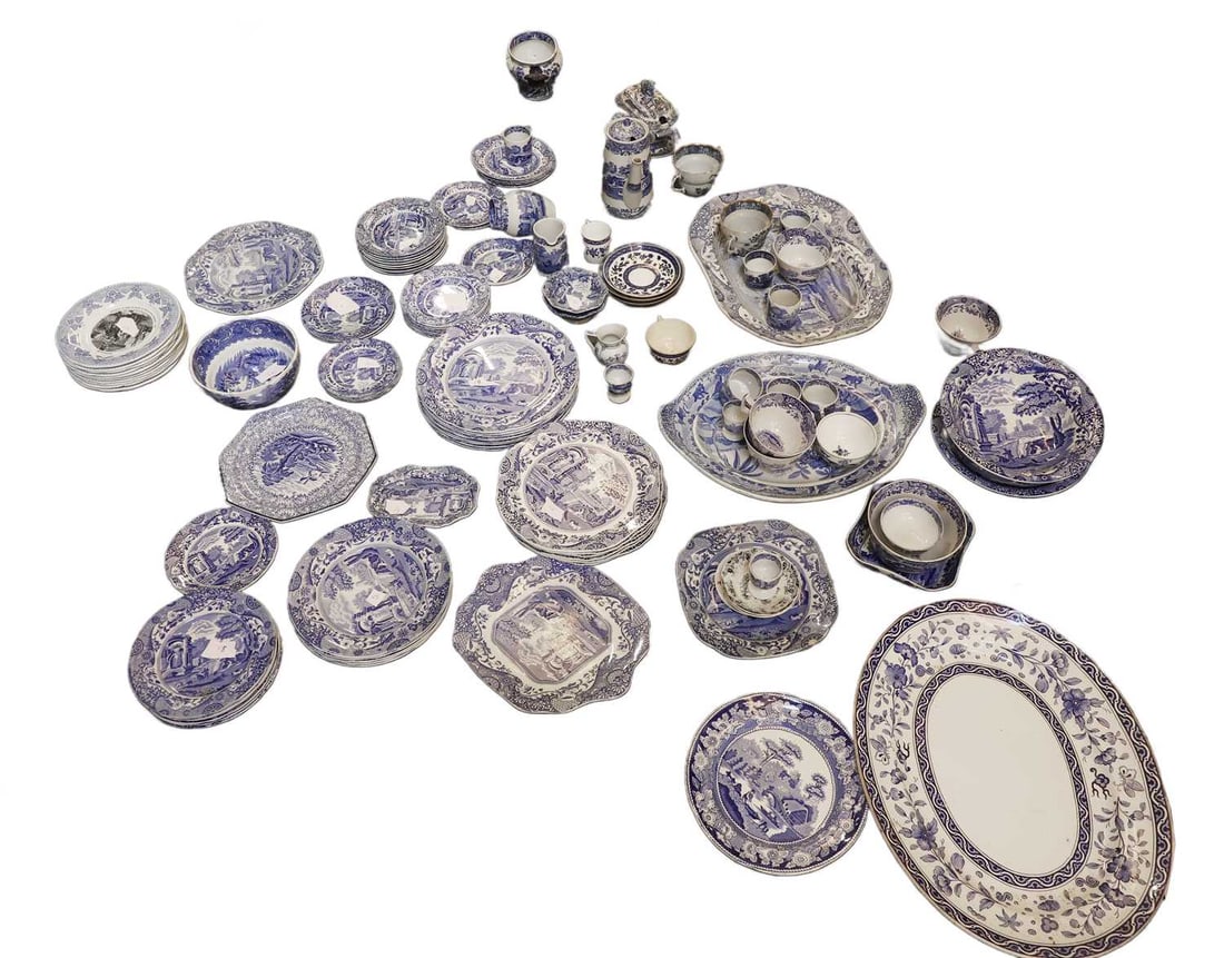 A large quantity of blue and white transferware, - 2